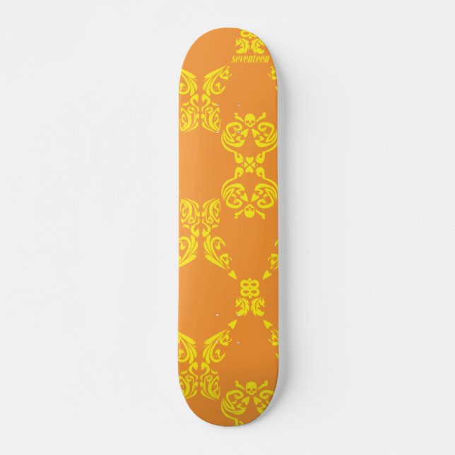 Damask Orange-Yellow Skateboard (Vorne)
