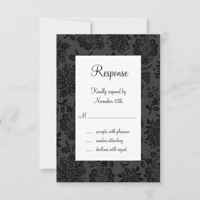 Damask Paris UAWG (schwarz) RSVP Karte (Vorderseite)