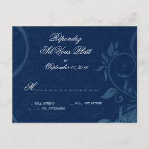 Damask Parisienne - Dark Sapphire Blue UAWG RSVP Karte