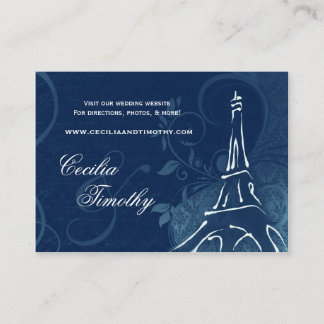 Damask Parisienne: Sapphire Blue Wedding Website Begleitkarte
