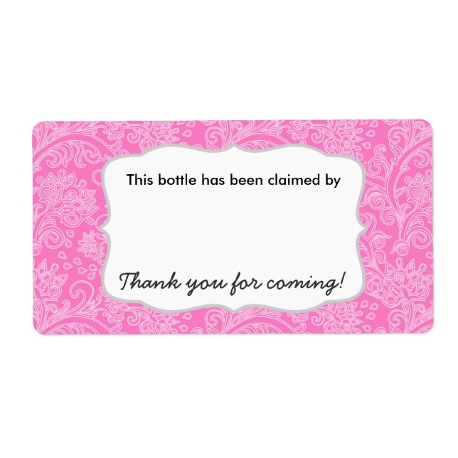 Damask Party Bierwasser Soda Flaschenname Tags (Vorne)