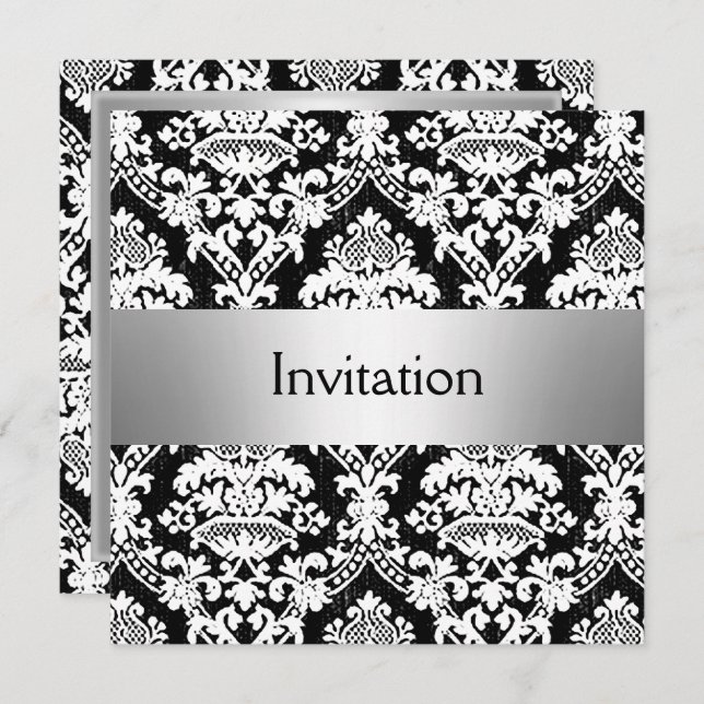 Damask-Party Einladung Save the Date (Vorne/Hinten)