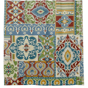 Damask Patchwork: Farbiges türkisches Vintag. Duschvorhang