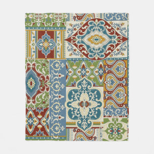 Damask Patchwork: Farbiges türkisches Vintag. Fleecedecke