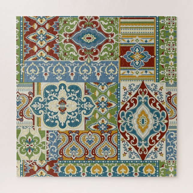 Damask Patchwork: Farbiges türkisches Vintag. Puzzle (Vertikal)