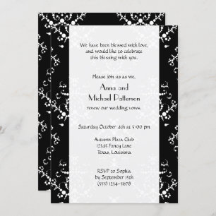 Damask Pattern, Black and White, Vow Renewal Einladung