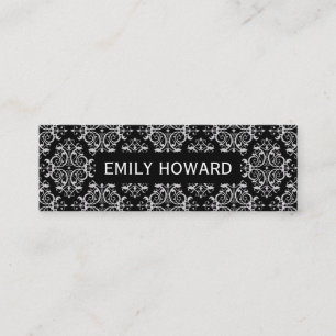 Damask Pattern Black Mini Visitenkarte