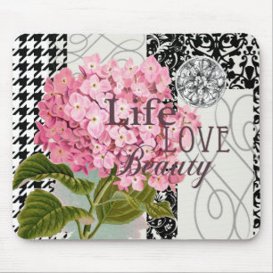 Damask Pattern Floral Decor Love Life Mousepad