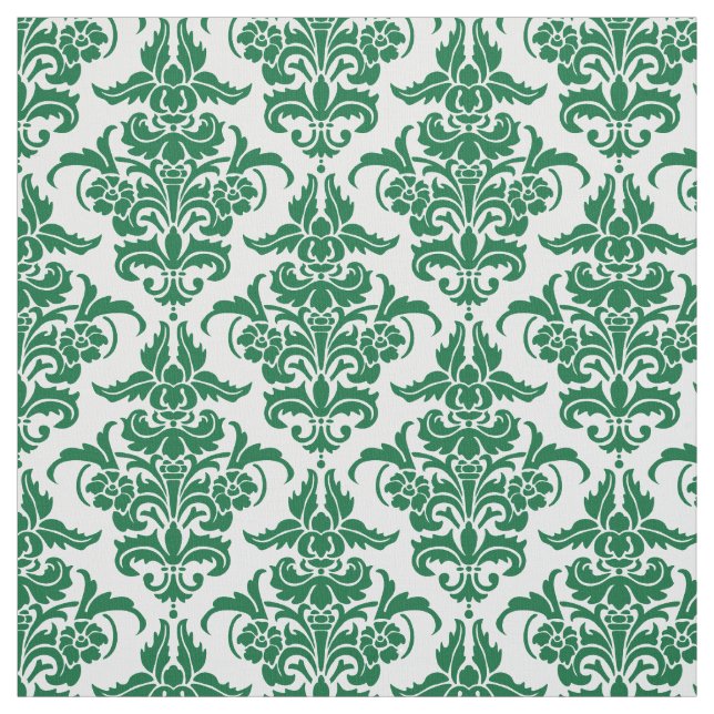 Damask Pattern - Forest Green on White Stoff (Muster)