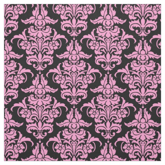 Damask Pattern - Pink auf schwarz Stoff (Muster)