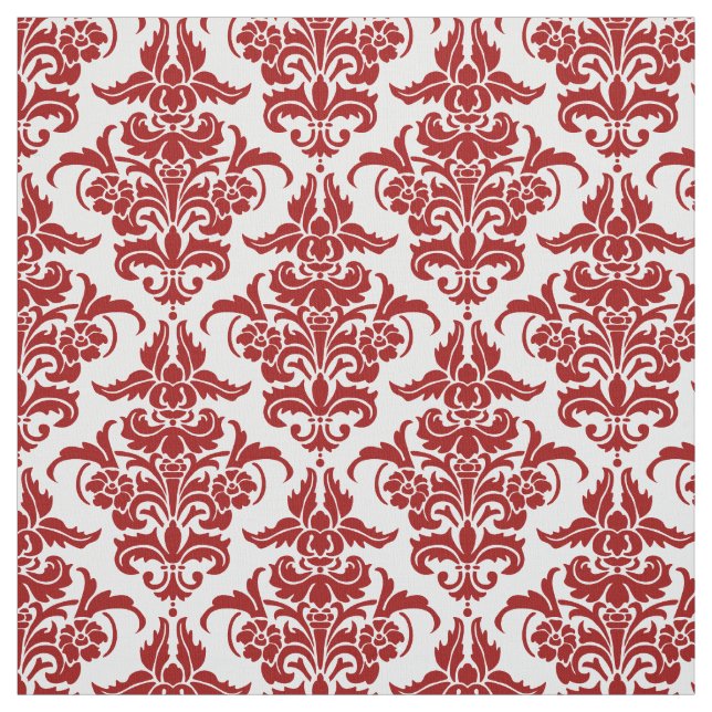 Damask Pattern - Ruby Red on White Stoff (Muster)