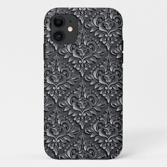 Damask Pattern Schwarzer Hintergrund-23961 Insulat Case-Mate iPhone Hülle (Rückseite)