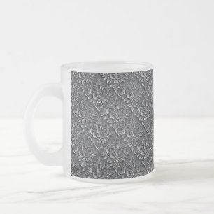 Damask Pattern Schwarzer Hintergrund-23961 Mattglastasse