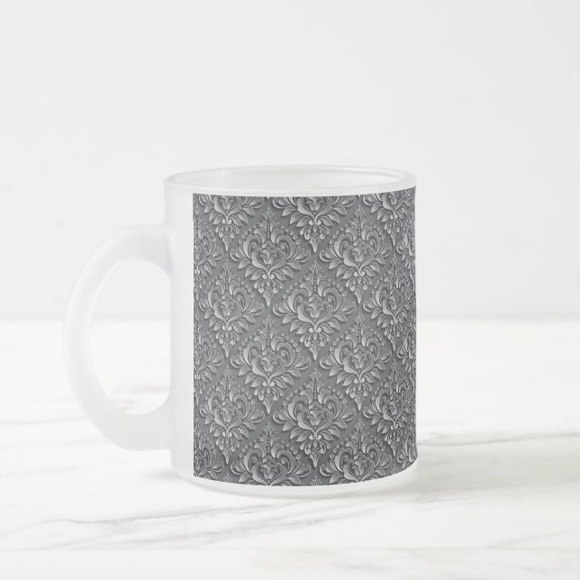Damask Pattern Schwarzer Hintergrund-23961 Mattglastasse (Links)