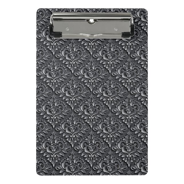 Damask Pattern Schwarzer Hintergrund-23961 Mini Klemmbrett (Vorderseite)