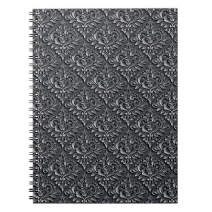 Damask Pattern Schwarzer Hintergrund-23961 Notizblock