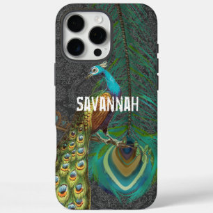 Damask Peacock & Fether Wählen Sie Farbe iPhone 16 Pro Max Hülle