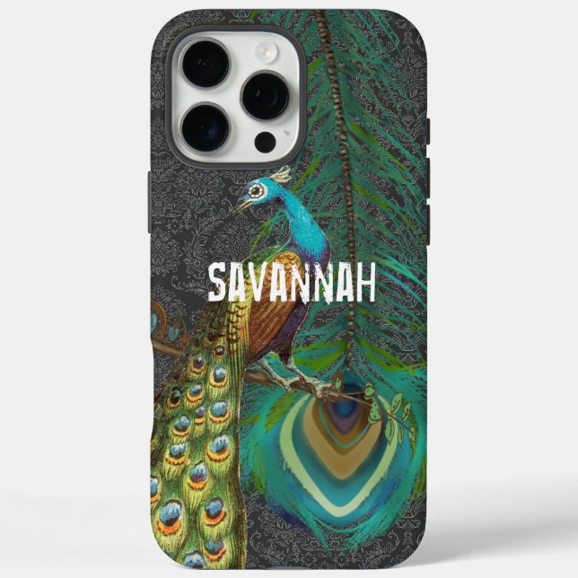 Damask Peacock & Fether Wählen Sie Farbe Case-Mate iPhone Hülle (Rückseite)