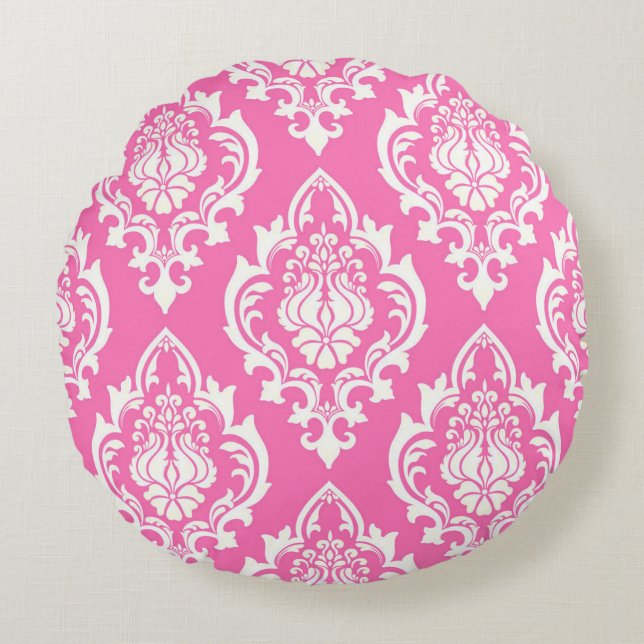 Damask Persian Pink Throw Kissen (Vorderseite)