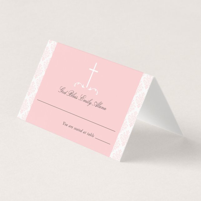 Damask Pink Communion Religious Cross (Vorderseite)
