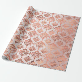 Damask Pink Copper Black Metallic Royal Floral Geschenkpapier