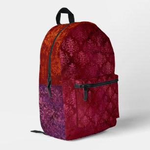 Damask Pink Lila Orange Bedruckter Rucksack