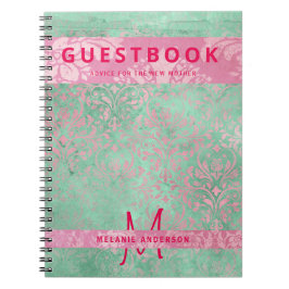 Damask Pink Mint Green Baby Showbook Notizblock