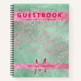 Damask Pink Mint Green Baby Showbook Notizbuch