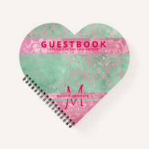 Damask Pink Mint Green Baby Showbook