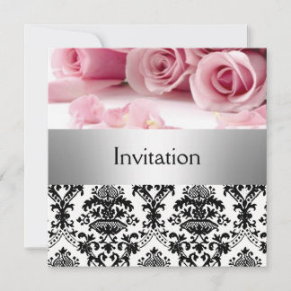 Damask Pink Roses Party Einladung Save the Date