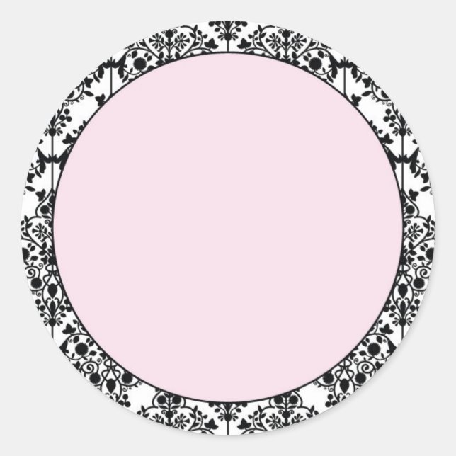 Damask Pink Runder Aufkleber (Vorderseite)