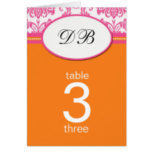 Damask Pink und Orange Wedding Tischnummer