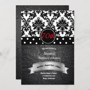 Damask & Polka Dots 70. Geburtstagsparty Einladung