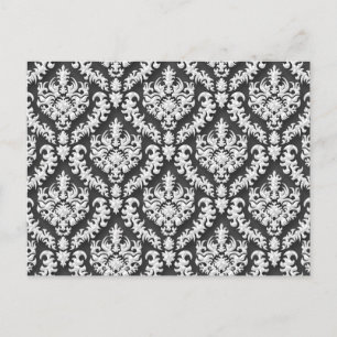 Damask Print in Grau - wunderschön! Postkarte