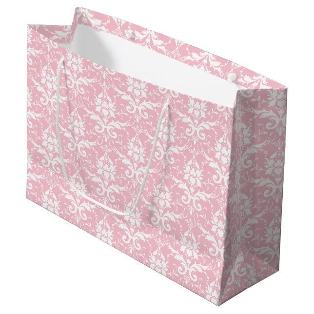 Damask Print Large Gift Bag Große Geschenktüte (Vorderseite Schrägansicht)