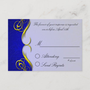 Damask Quarter Blue Repcard RSVP Karte