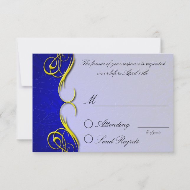 Damask Quarter Blue Repcard RSVP Karte (Vorderseite)
