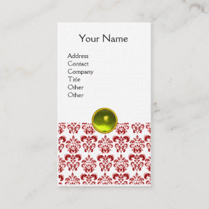 DAMASK RED MONOGRAM Edelstein Gelb Leinen Visitenkarte