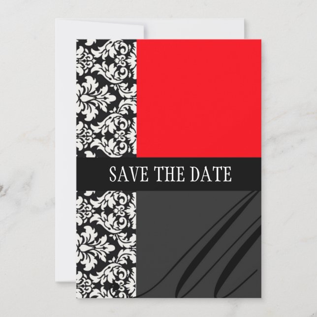 Damask Red Save the Date Card (Vorderseite)
