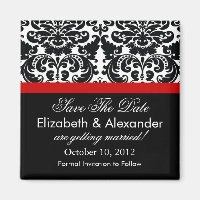 Damask Red Save the Date Magnet