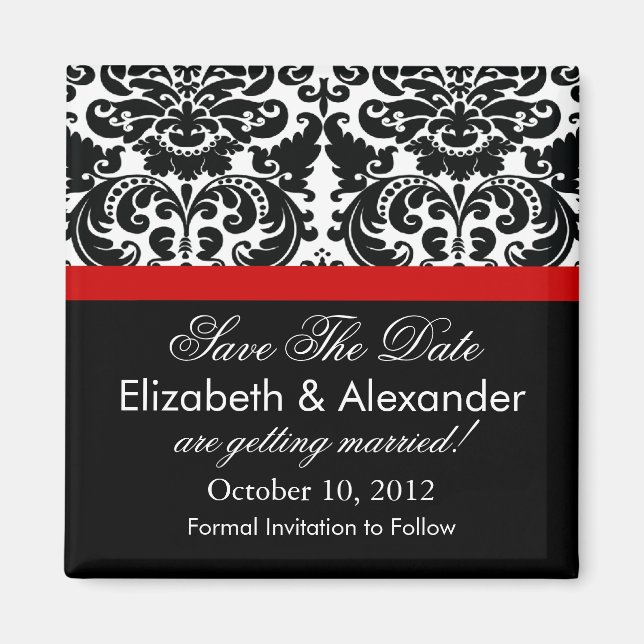 Damask Red Save the Date Magnet (Vorne)