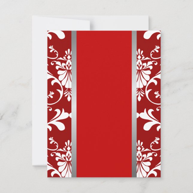 Damask & Ribbon Hochzeitseinladung Einladung (Vorderseite)