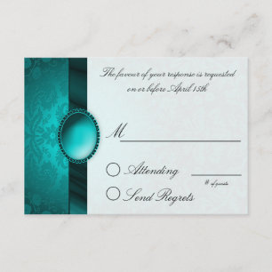 Damask Ribbon Turquoise-Antwortkarte RSVP Karte