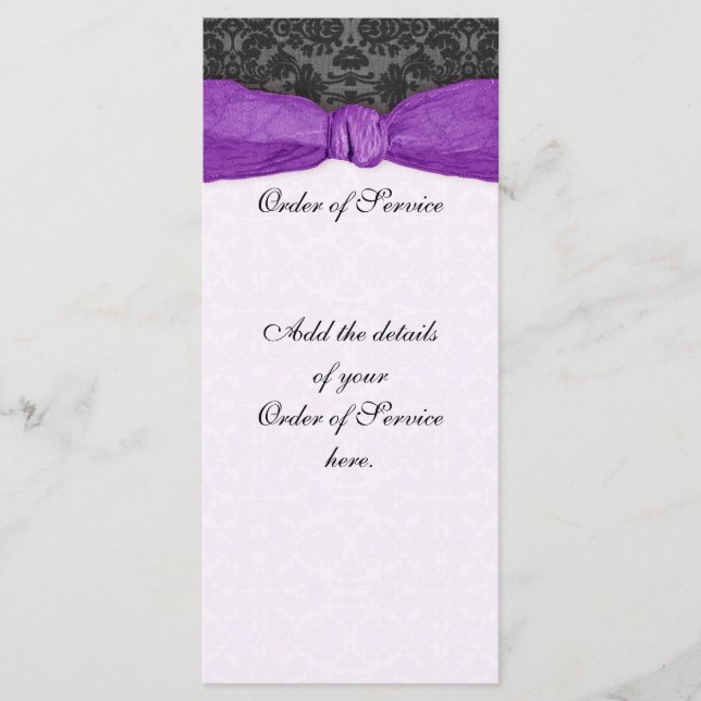 Damask Ribbon Wrapped Order of Service - Lila Programm (Vorderseite)