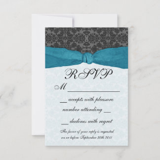 Damask Ribbon Wrapped UAWG - Aquamarin RSVP Karte