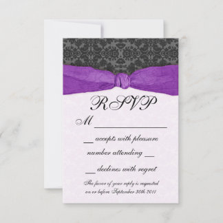 Damask Ribbon Wrapped UAWG - Lila RSVP Karte
