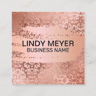 Damask Rose Gold Foil Rose Gold gebürstet Quadratische Visitenkarte