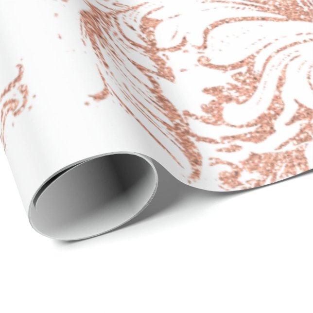 Damask Rose Gold Royal White Antonietta Hütte Geschenkpapier (Rolleneckpunkt)