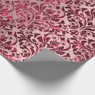 Damask Royal Burgundy Red Maroon Pink Rose Geschenkpapier