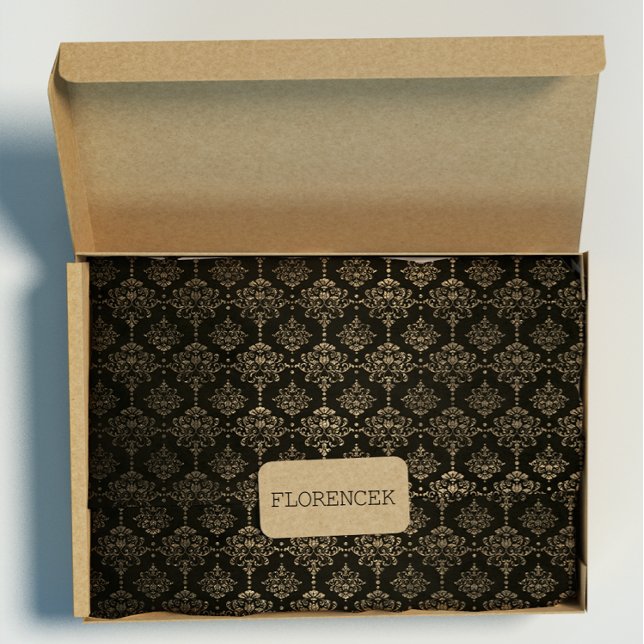 Damask Royal Chic Golden Velvet Black Gold Geschenkpapier (Damask Royal Chic Golden Velvet Black Gold Wrapping Paper)